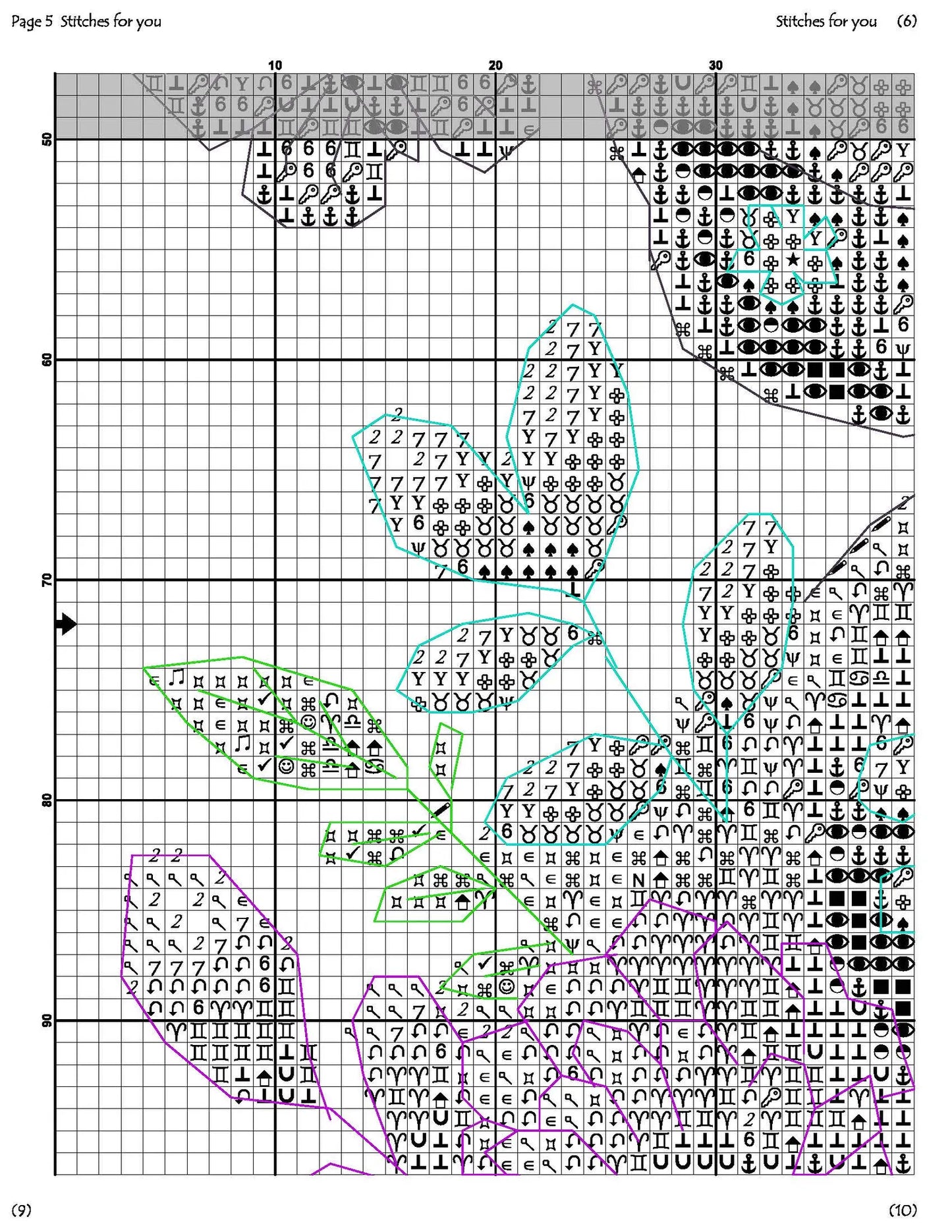 Purple Butterfly - Counted Cross Stitch Patterns - Printable Chart PDF Format Needlework Embroidery Crafts DIY DMC color
