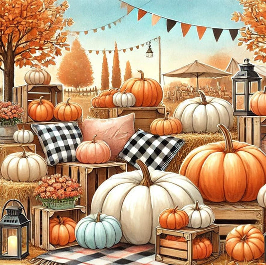 Cross Stitch Pattern Pumpkin Patch Full Coverage