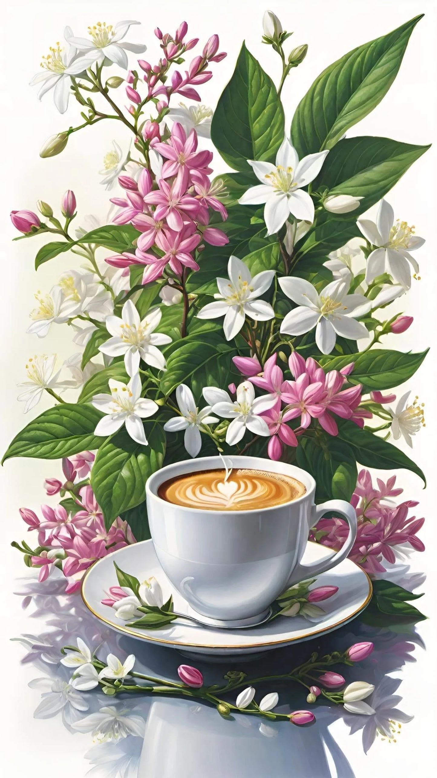 Coffee Time Cross Stitch Pattern Digital Pattern Watercolor Flowers Kitchen Still Life Modern Decor Pattern Cup of coffee Needlepoint chart
