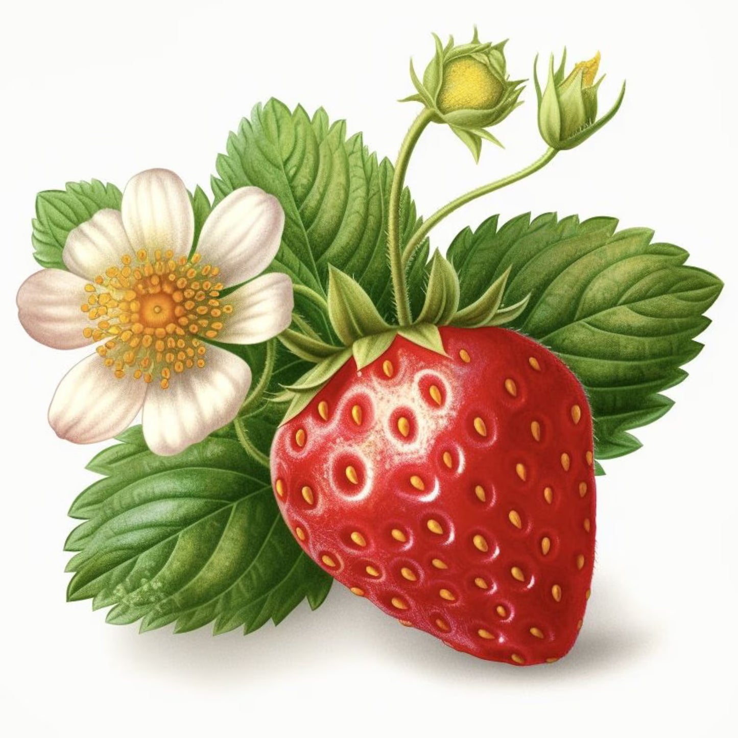Strawberry Cross Stitch Pattern Kitchen Still Life Modern Decor Pattern Needlepoint chart Summer Berries White Flower Branch Green Leaves