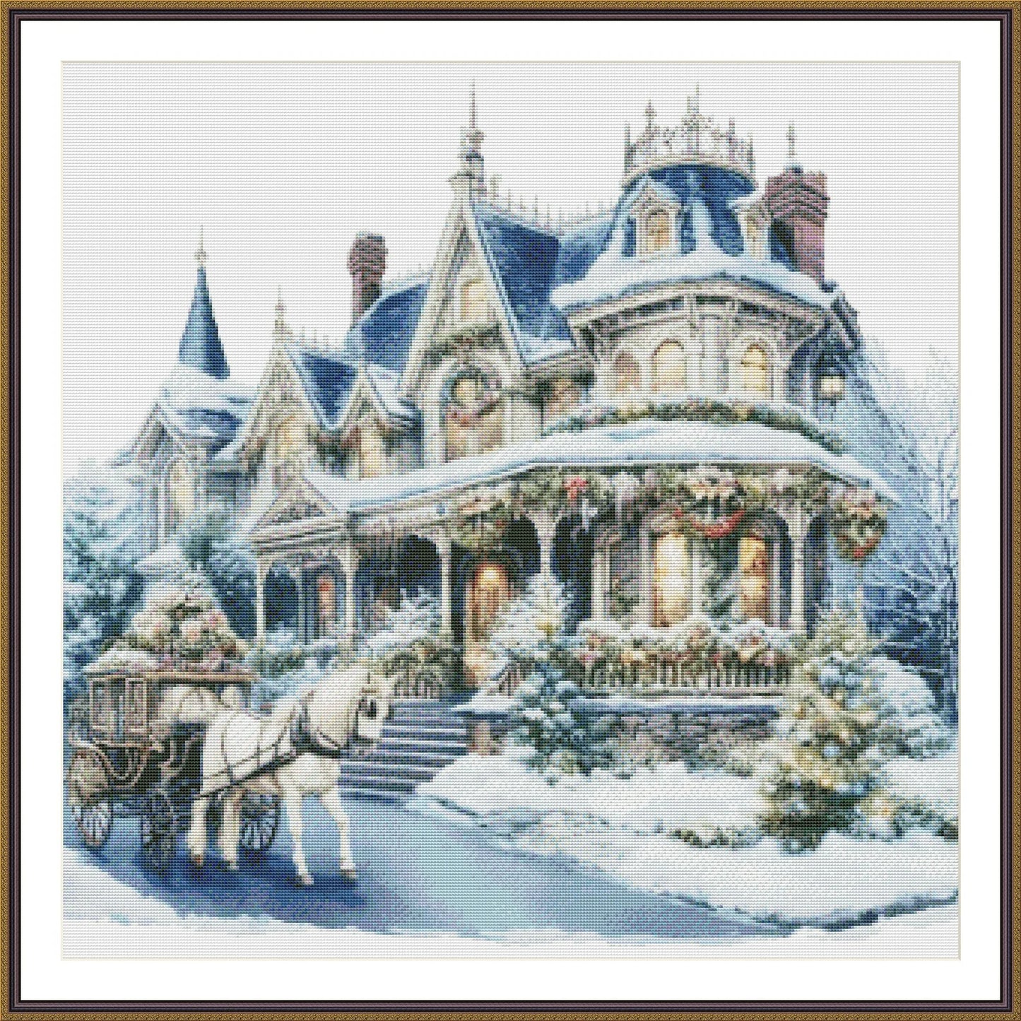 Victorian Christmas House Counted Cross Stitch Pattern Winter Landscape Holidays Hand Embroidery Needlepoint Chart Cottage PDF