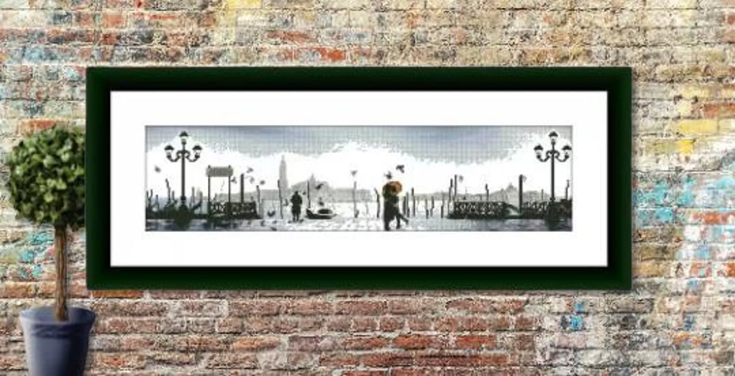 Venice Counted cross stitch pattern İtalian Cityscape Digital cross stitch chart watercolor city cross stitch pattern needlepoint chart
