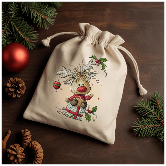 Cross-stitch scheme Christmas deer Embroidery pattern PDF