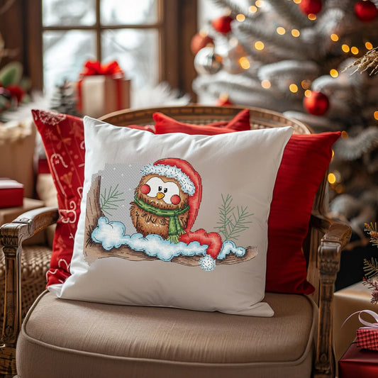 Cross-stitch scheme Christmas owl Embroidery pattern PDF