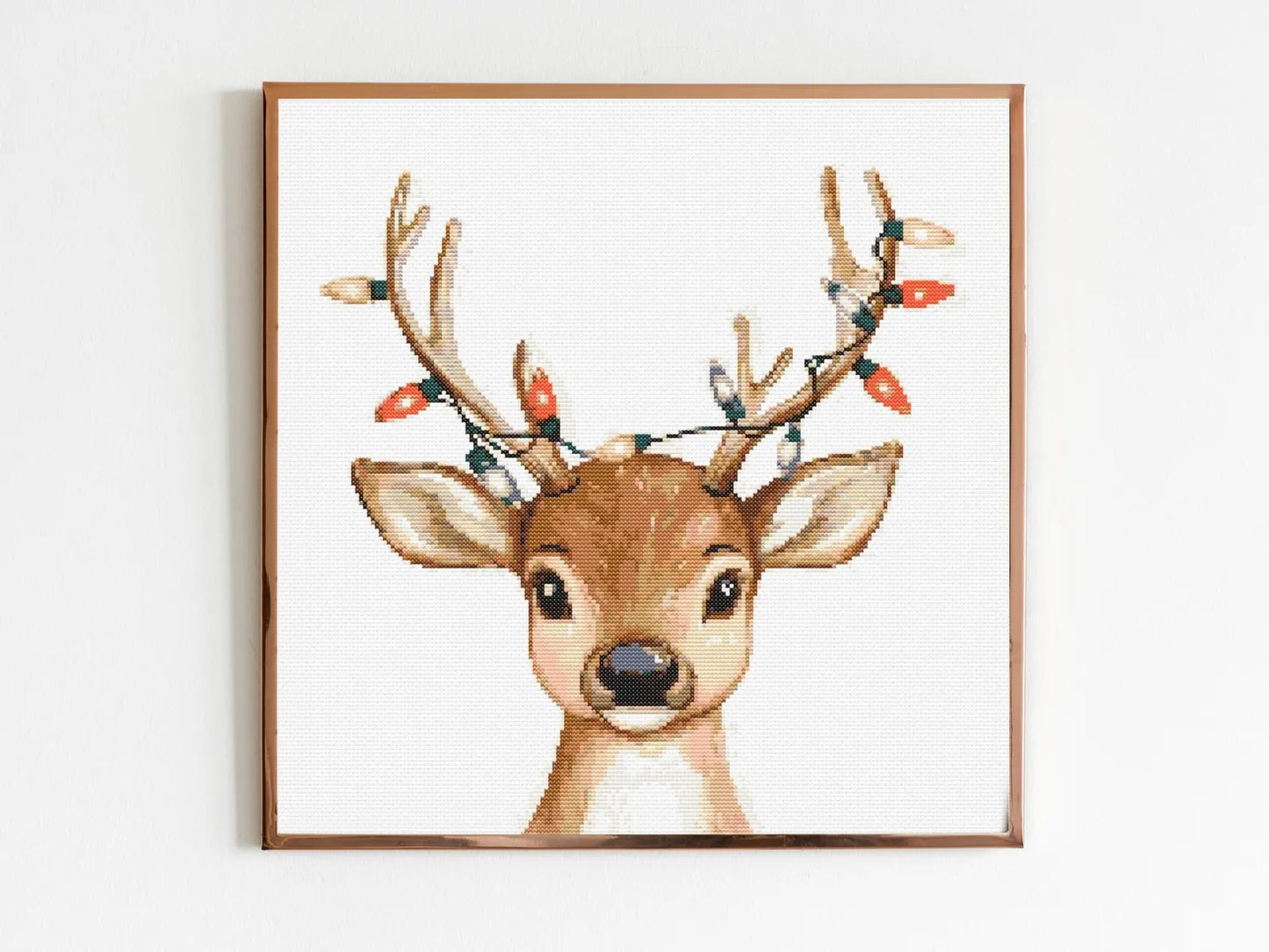 Reindeer Cross Stitch Sewing Embroidery Pattern Wildlife Gift Cute Nursery Artwork Art Scandi Animal Wild Young Baby Bambi Christmas