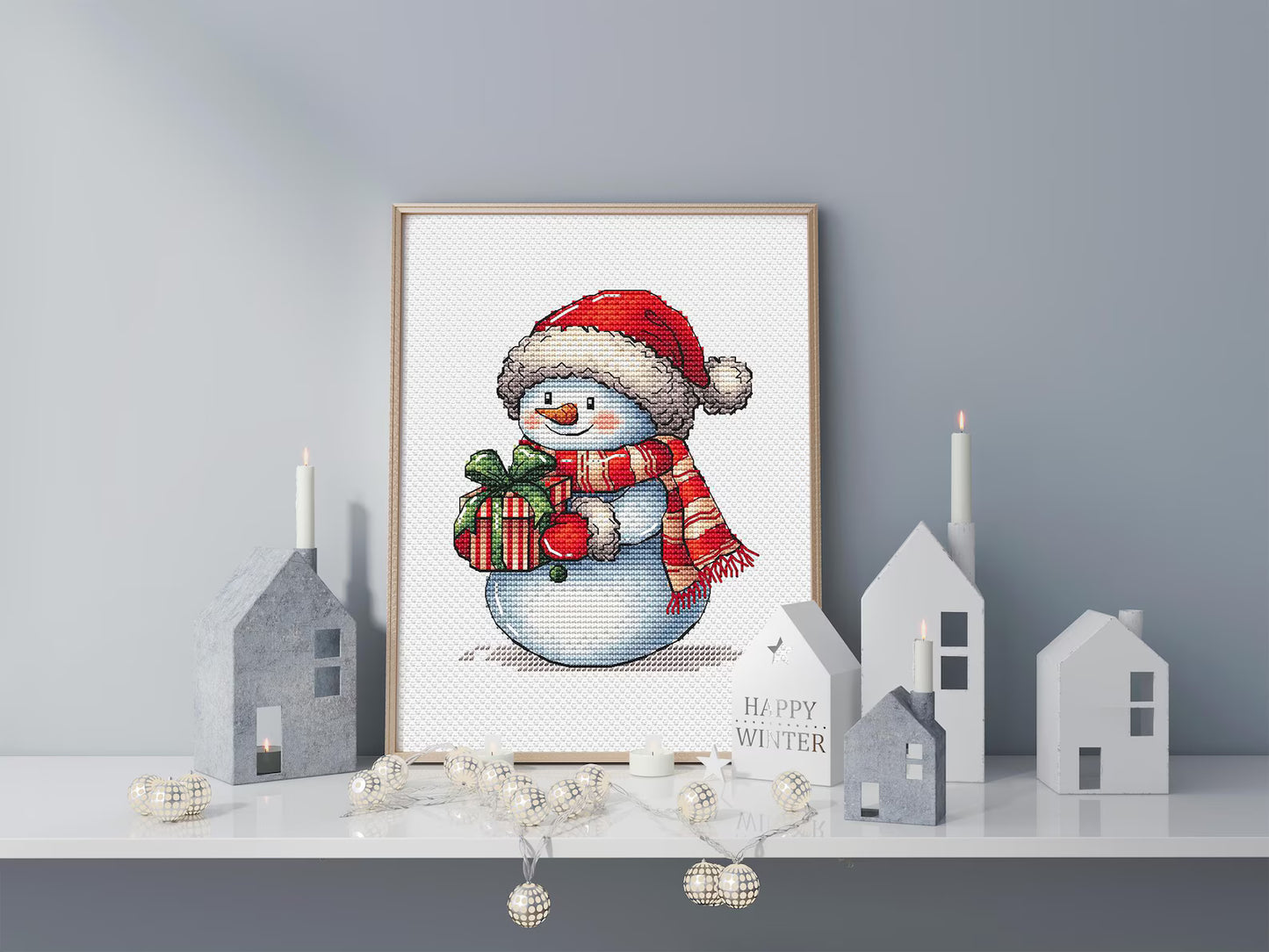 Christmas Snowman Cross Stitch Pattern PDF, Hilarious Winter Hand Embroidery Digital File