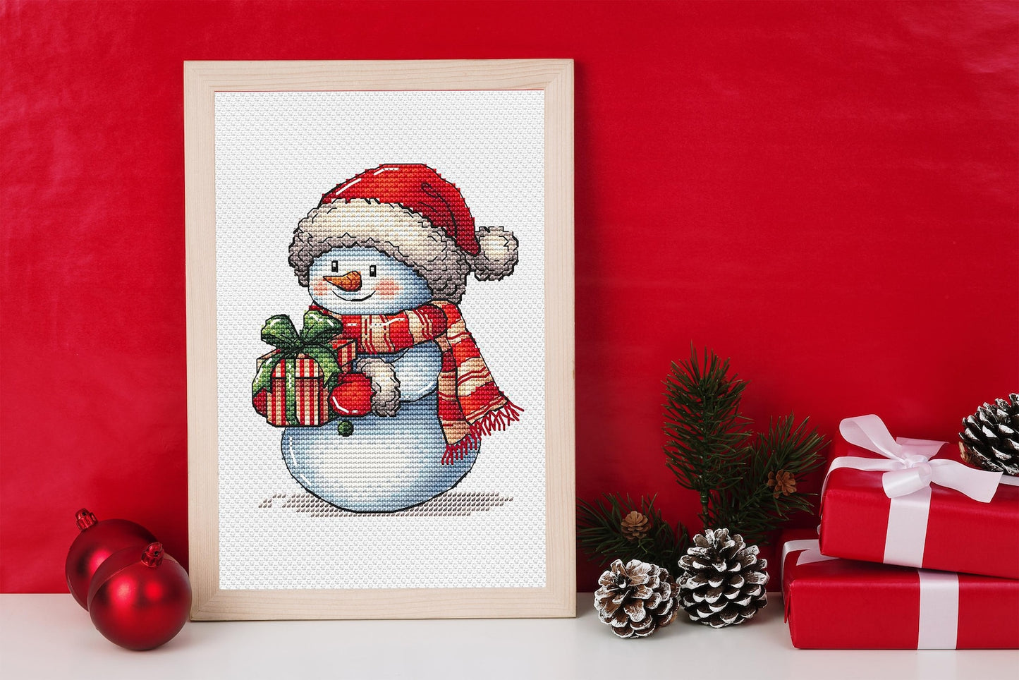 Christmas Snowman Cross Stitch Pattern PDF, Hilarious Winter Hand Embroidery Digital File