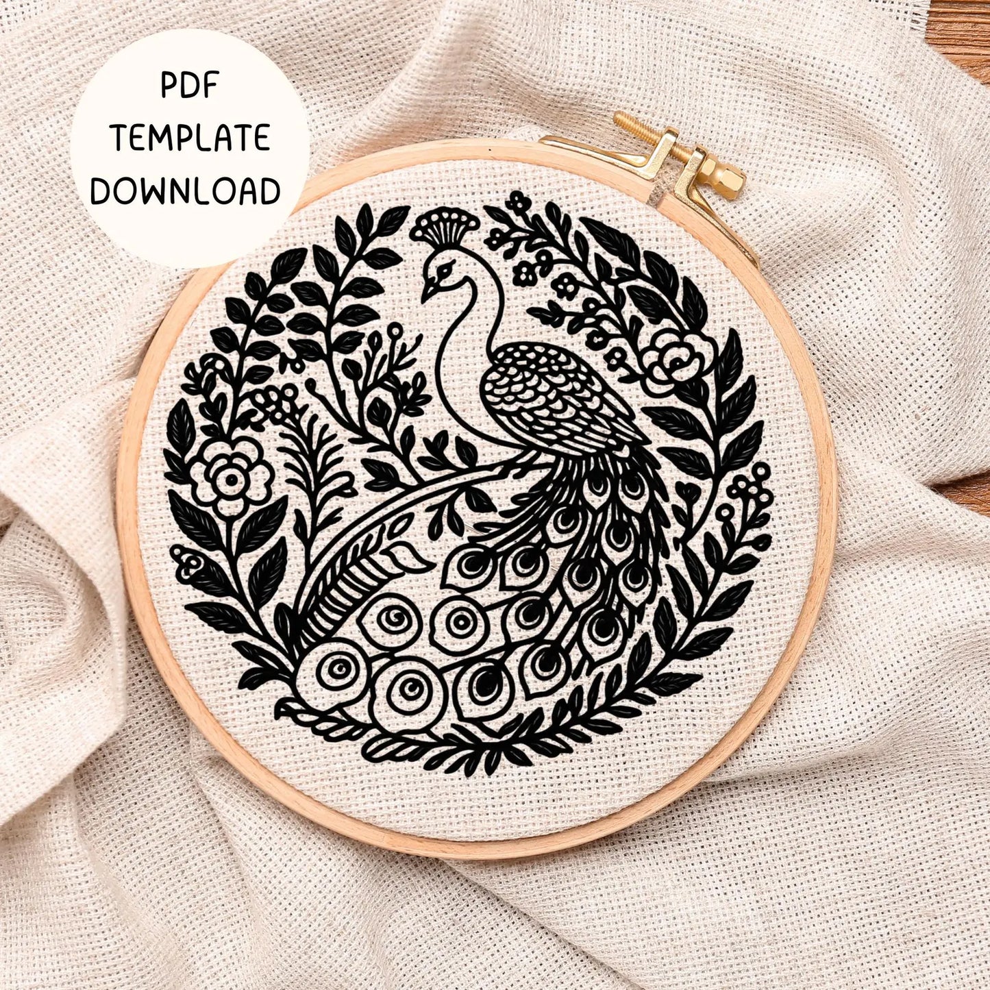Peacock Embroidery Pattern, Modern Embroidery pdf, Floral Embroidery pdf,digital embroidery pdf, download embroidery pattern,Diy embroidery