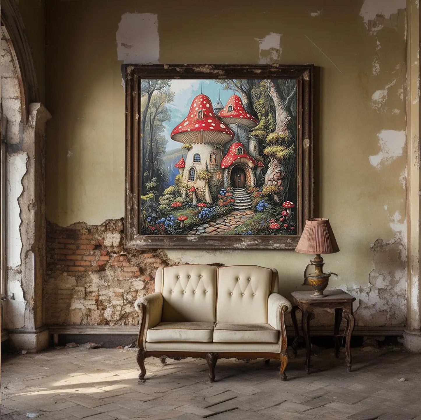 Cross Stitch Pattern PDF Mushroom House, autumn embroidery, digital pattern, embroidery designs, gnome cross stitch pattern, fantasy castle