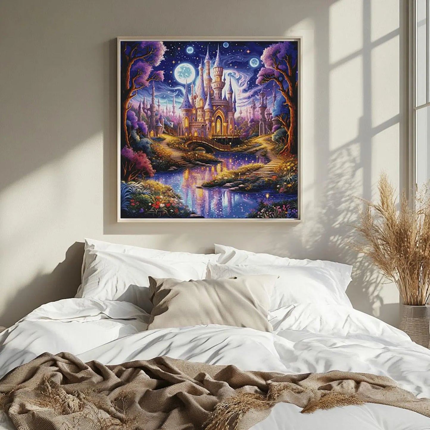 Counted Cross Stitch Pattern The Castle in night, PDF, needle point, easy pattern, dmc, embroidery, halloween cross, flower cross stitch