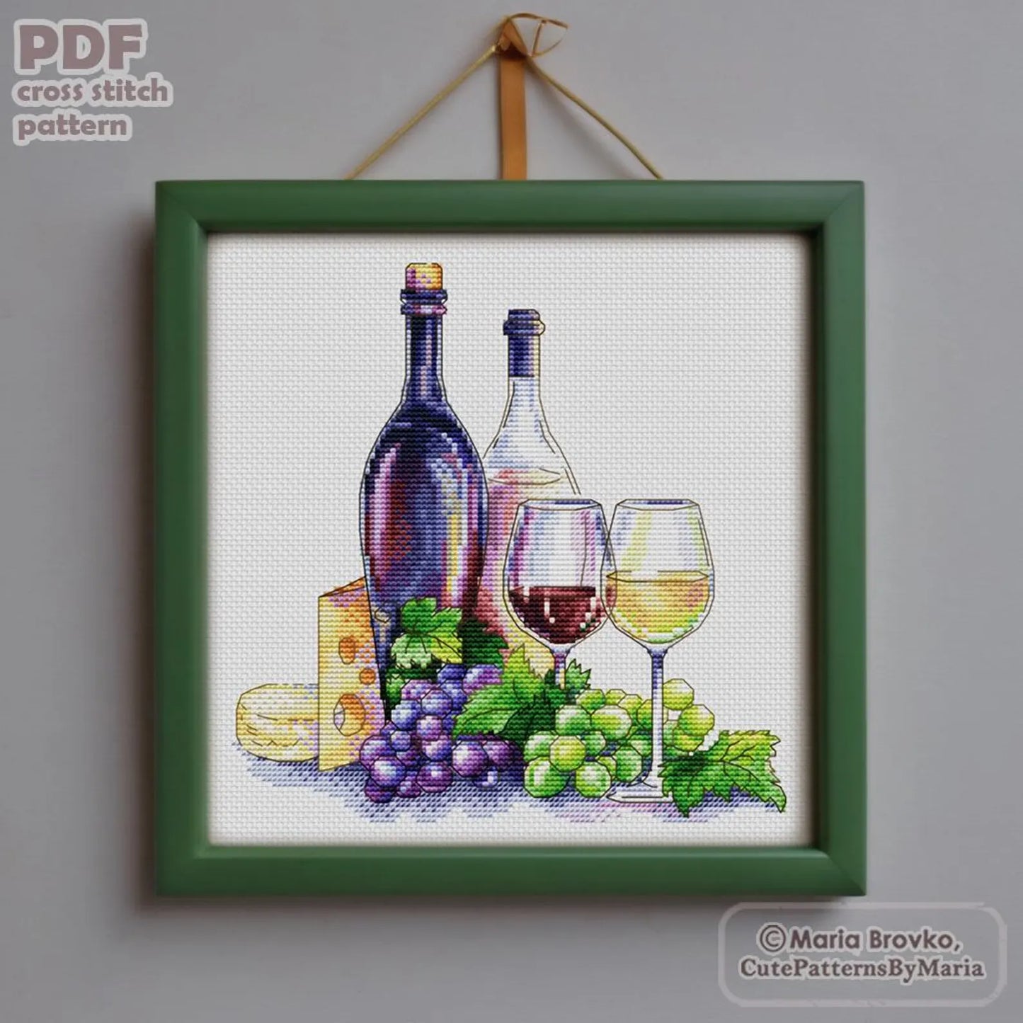 Cross Stitch Pattern "Italian Cuisine. Wine" DMC Embroidery Chart Printable PDF Instant Download