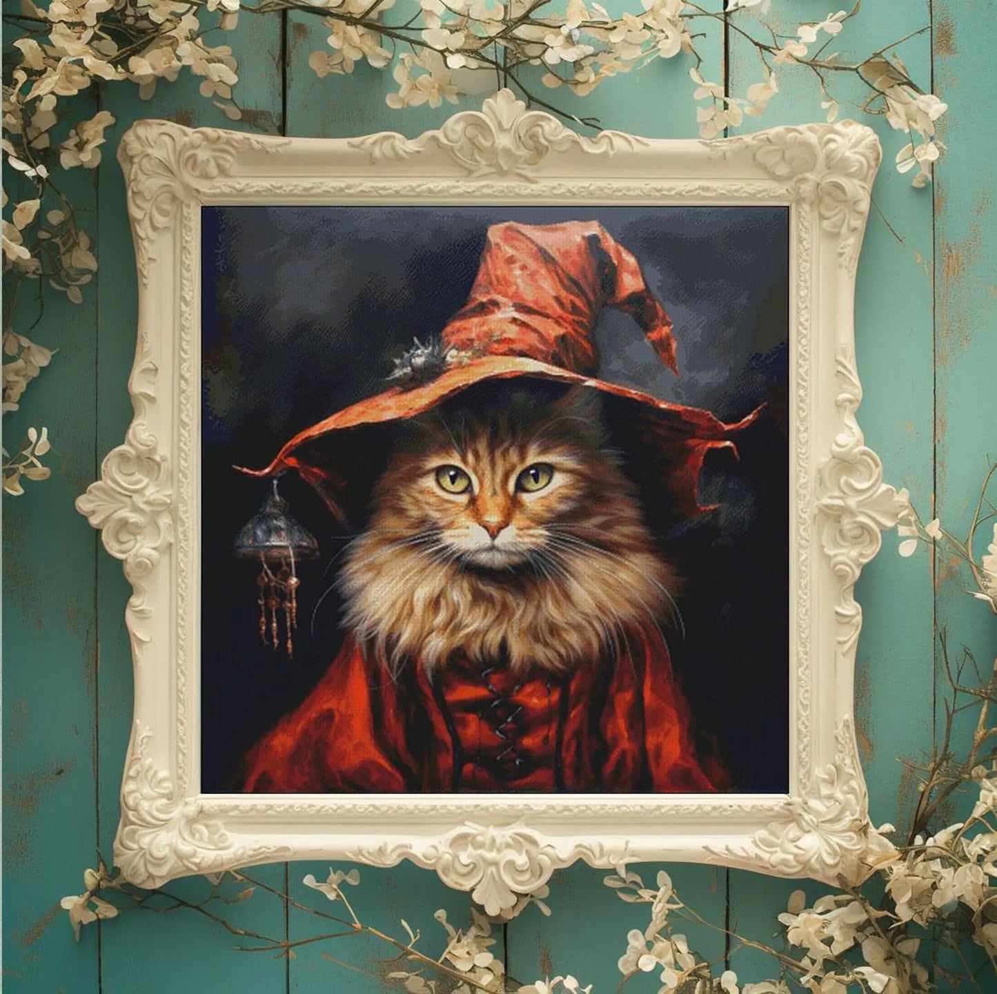 Cross Stitch Pattern PDF Stranger, cat lover gift, halloween pattern, embroidery, dmc, witchy cross stitch, instant download, wall decor