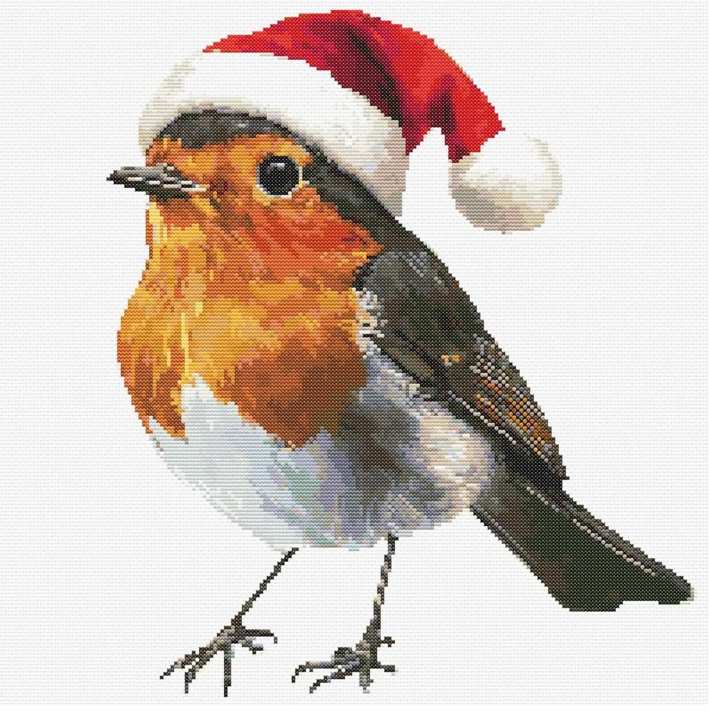 Christmas Robin A Cross Stitch Sewing Embroidery Pattern Instant DMC Bird Farmyard Woodland Garden Birds Red Christmas Cardinal Nursery Gift