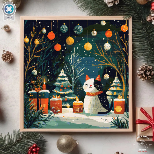 Christmas cross stitch pattern Advent calendar embroidery Cat lover's Christmas decor Snow Globe cross stitch Christmas tree ornament decor