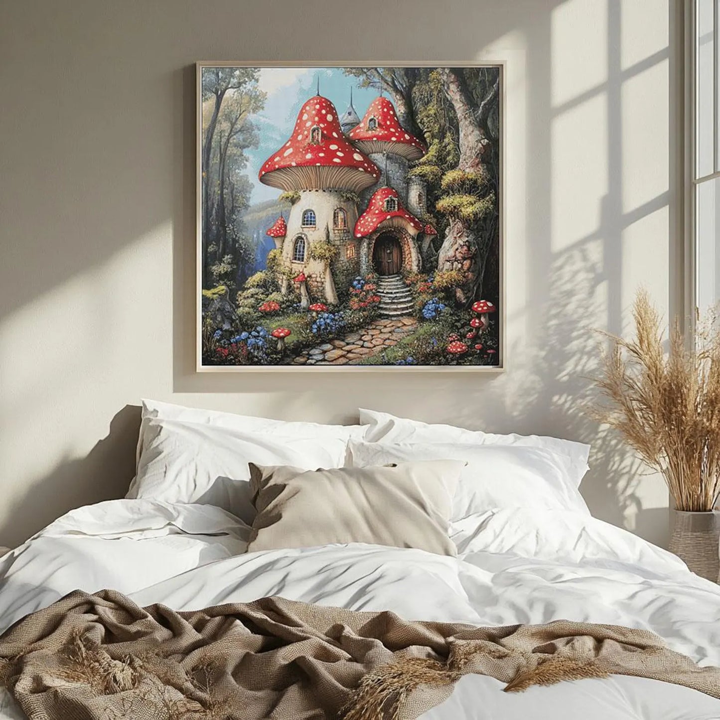 Cross Stitch Pattern PDF Mushroom House, autumn embroidery, digital pattern, embroidery designs, gnome cross stitch pattern, fantasy castle