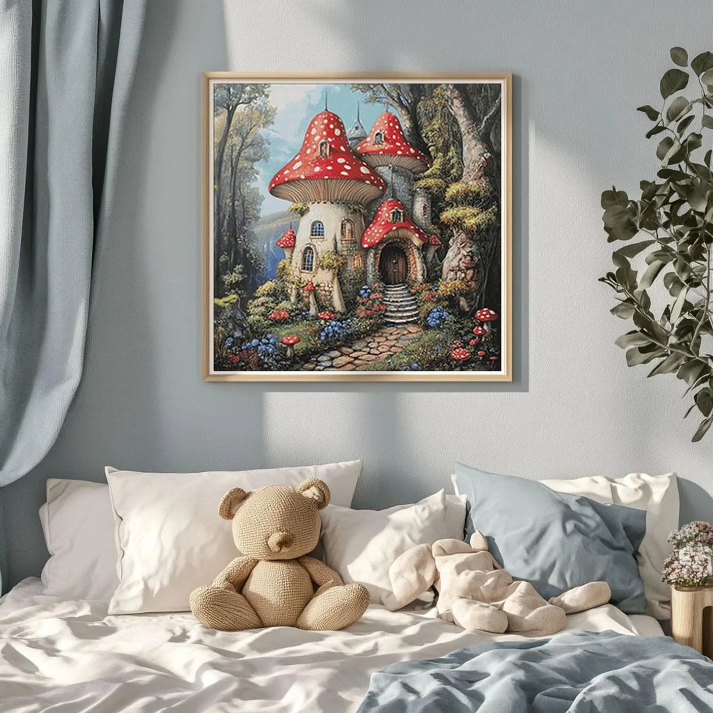 Cross Stitch Pattern PDF Mushroom House, autumn embroidery, digital pattern, embroidery designs, gnome cross stitch pattern, fantasy castle