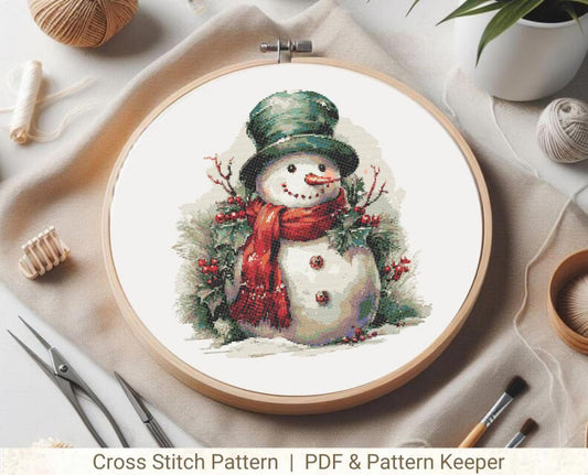 Christmas Snowman Cross Stitch Pattern, Advent Cross Stitch, Winter Holiday Cross Stitch Chart, Xmas Pattern Christmas Gift Diy