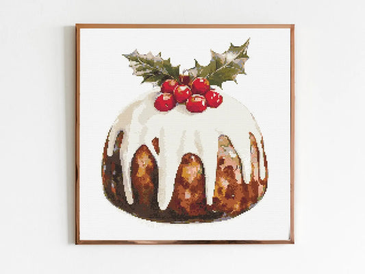 Christmas Pudding Cross Stitch Sewing Embroidery Pattern Wildlife Gift Cute Nursery Artwork Art Scandi Animal Wild Young Baby
