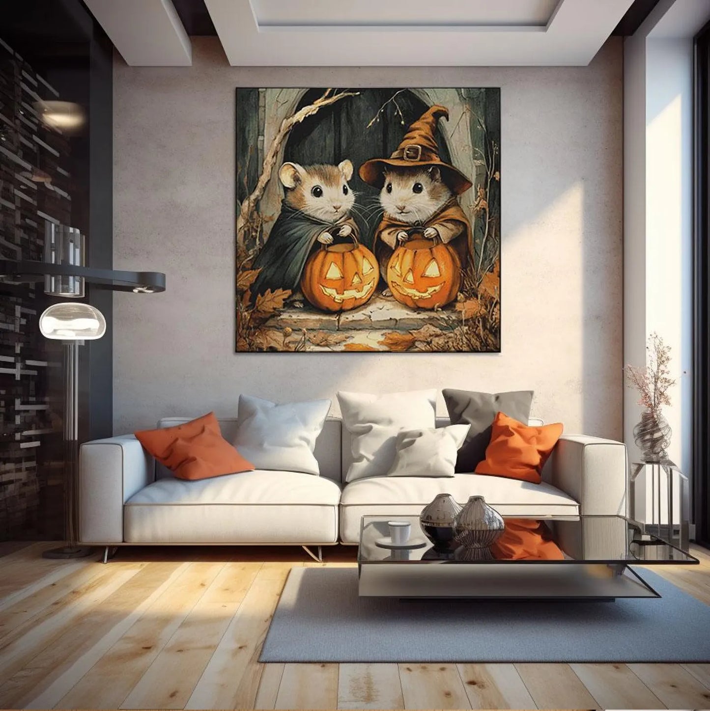 Cross Stitch Pattern PDF Funny Halloween Hamsters, cross stitch art, pumpkin, full coverage, cute animal, digital desing, dmc