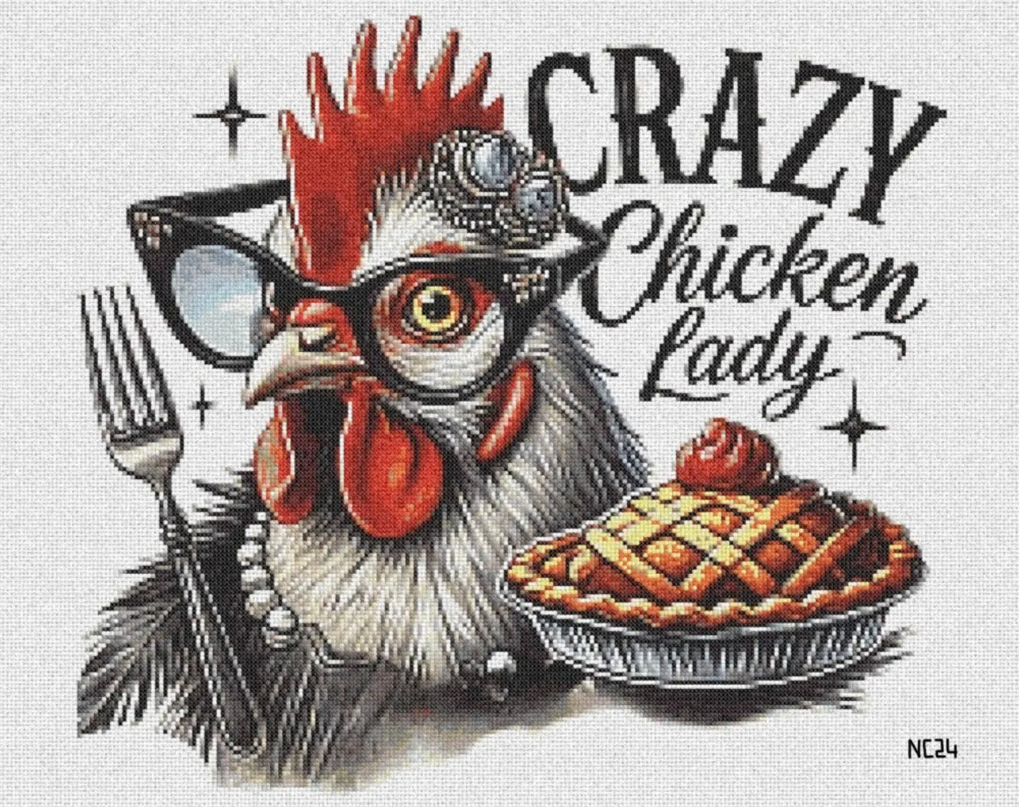 Crazy chicken lady - Counted Cross Stitch Patterns - Printable Chart PDF Format Needlework Embroidery Crafts DIY DMC color