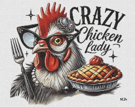 Crazy chicken lady - Counted Cross Stitch Patterns - Printable Chart PDF Format Needlework Embroidery Crafts DIY DMC color