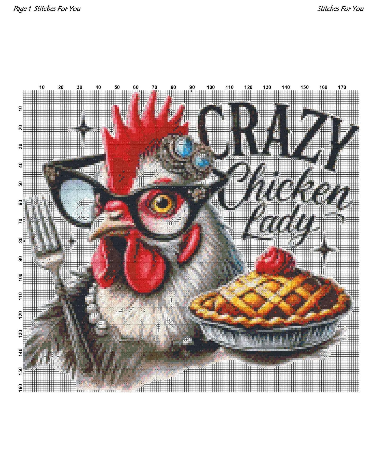 Crazy chicken lady - Counted Cross Stitch Patterns - Printable Chart PDF Format Needlework Embroidery Crafts DIY DMC color