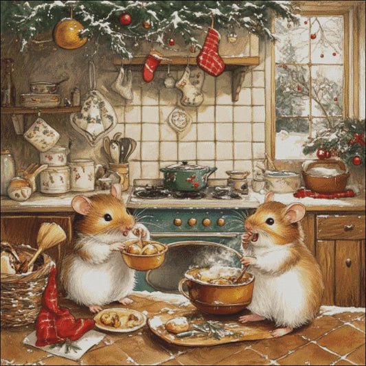 Cross Stitch Pattern PDF Hamsters in the kitchen, digital desing, dms, mouse, christmas tree, valentine cross stitch pattern, gnome cross