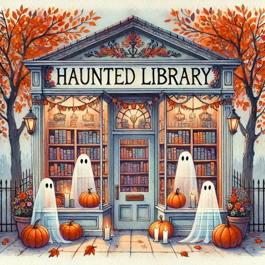 Cross Stitch Pattern Haunted Library Full Coverage