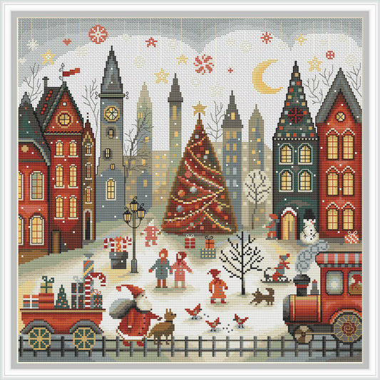 Cross stitch pattern Merry Christmas, Christmas holidays, Christmas city. Merry Christmas Sample PDF Instant Download