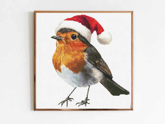 Christmas Robin A Cross Stitch Sewing Embroidery Pattern Instant DMC Bird Farmyard Woodland Garden Birds Red Christmas Cardinal Nursery Gift