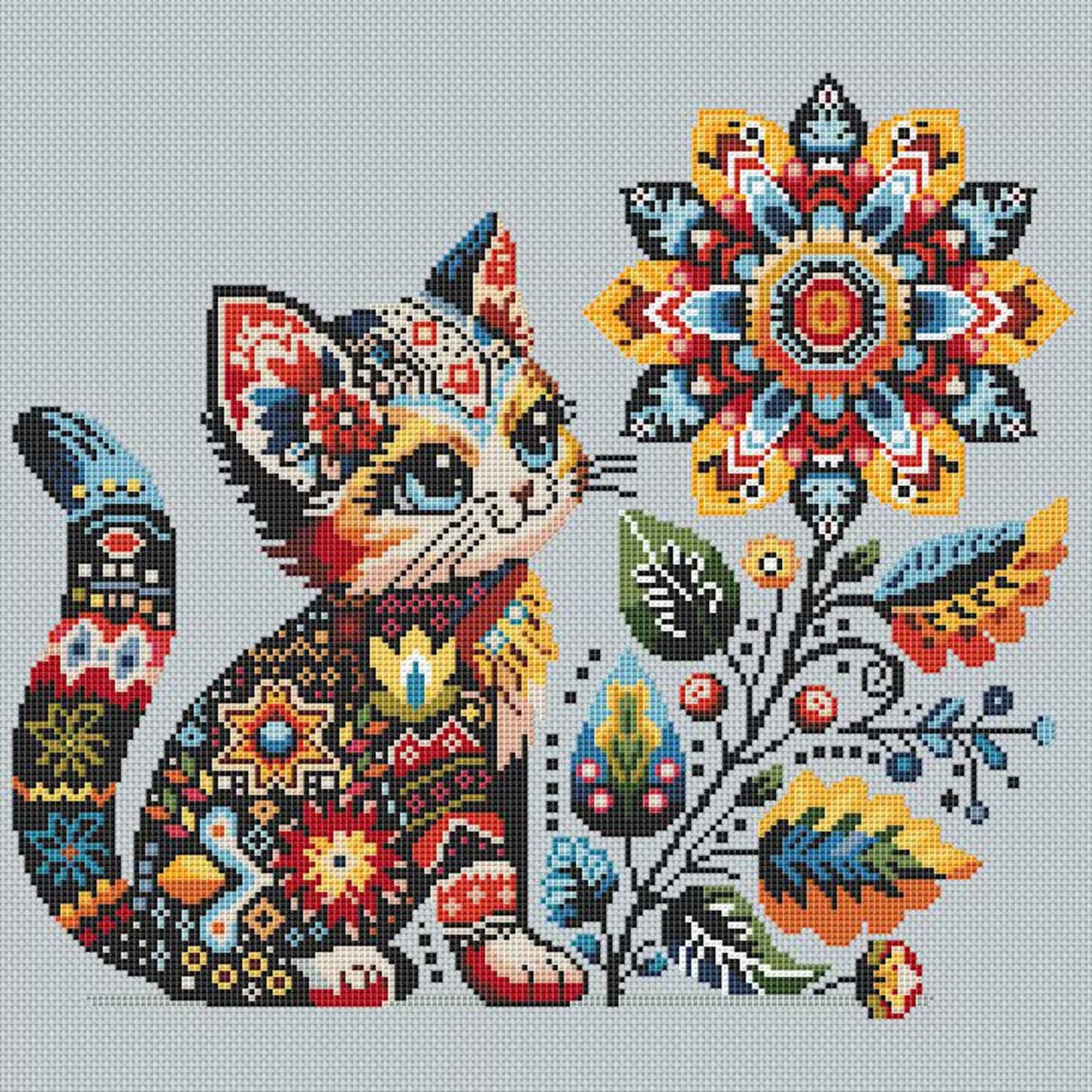 Pretty cat, cross stitch pattern, modern cross stitch, PDF, instant download