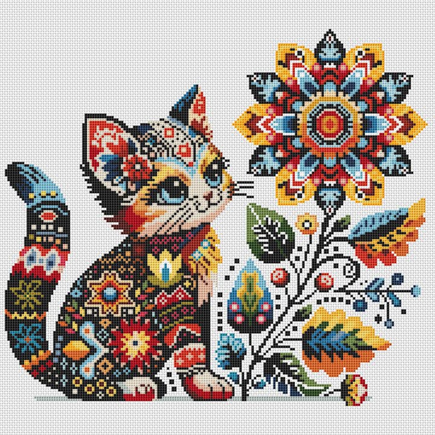 Pretty cat, cross stitch pattern, modern cross stitch, PDF, instant download