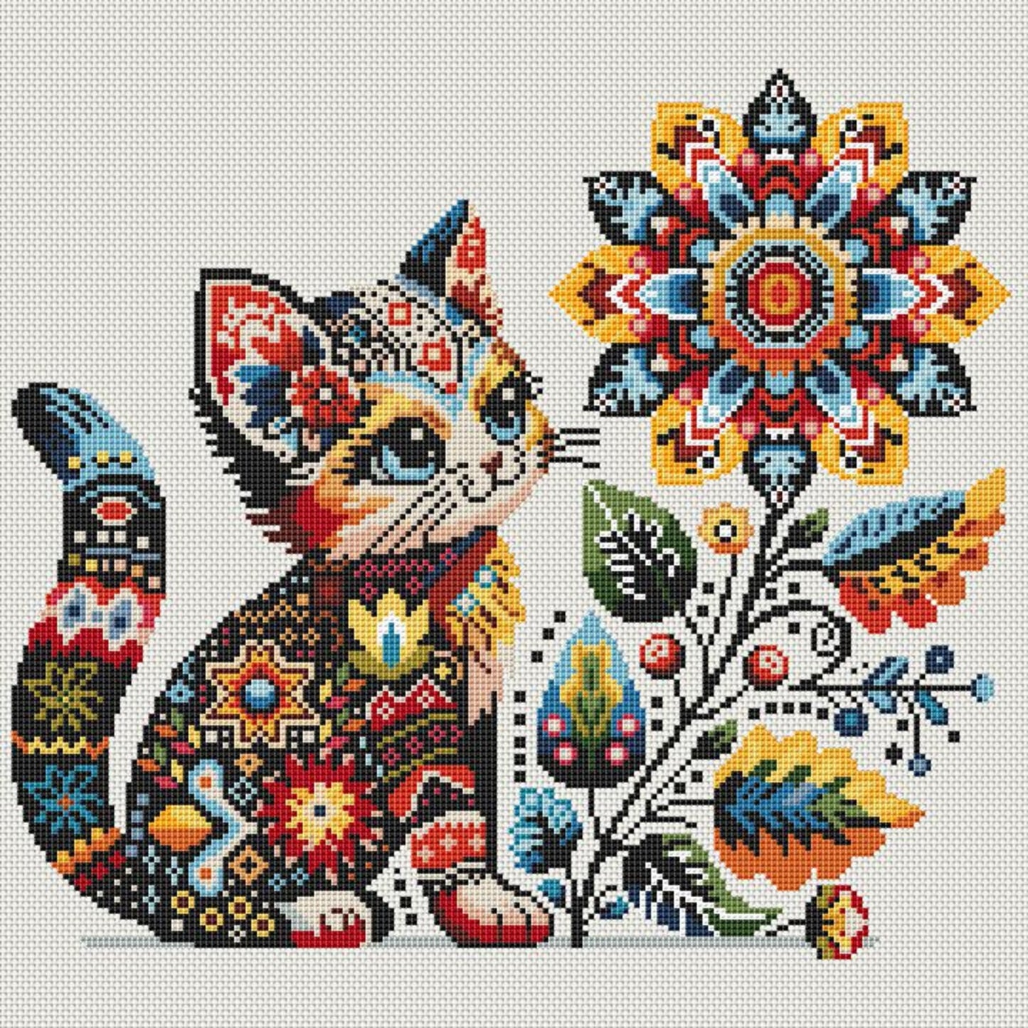 Pretty cat, cross stitch pattern, modern cross stitch, PDF, instant download