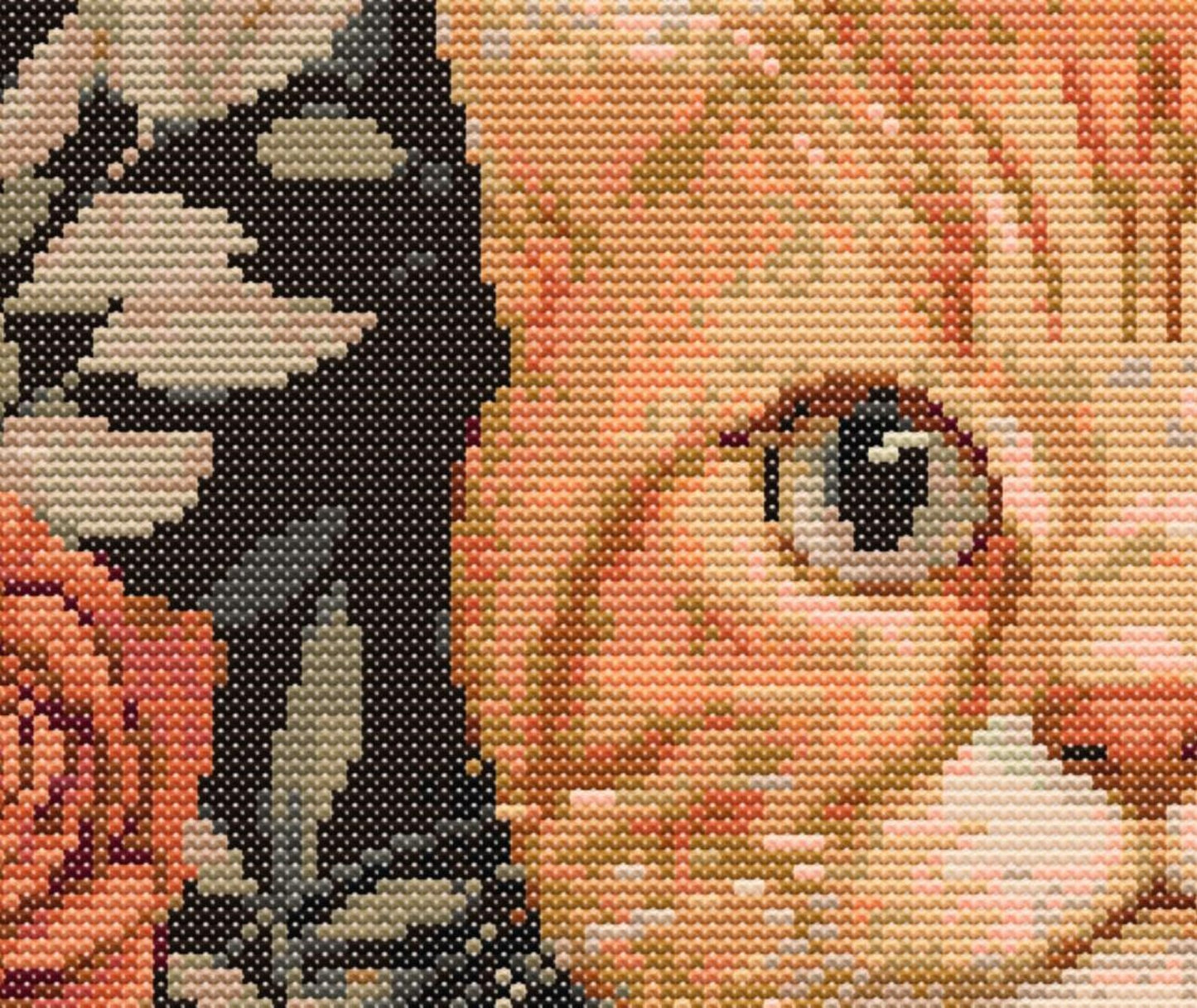 Ginger Cat and Florals Cross Stitch Pattern Sewing Embroidery DMC Animal Catlife Nursery Artwork Scandi Minimal Pet Kitty Pattern Keeper
