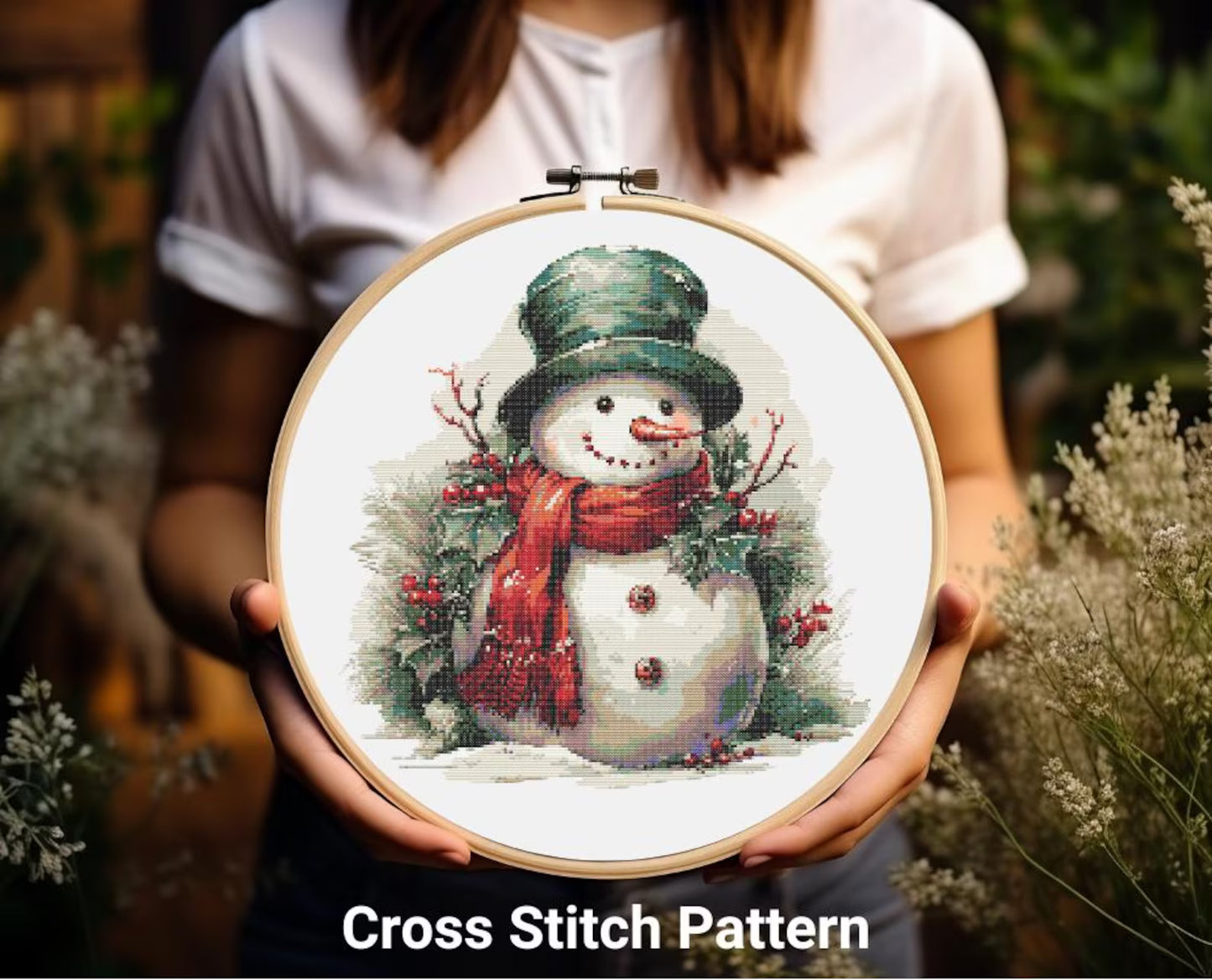 Christmas Snowman Cross Stitch Pattern, Advent Cross Stitch, Winter Holiday Cross Stitch Chart, Xmas Pattern Christmas Gift Diy
