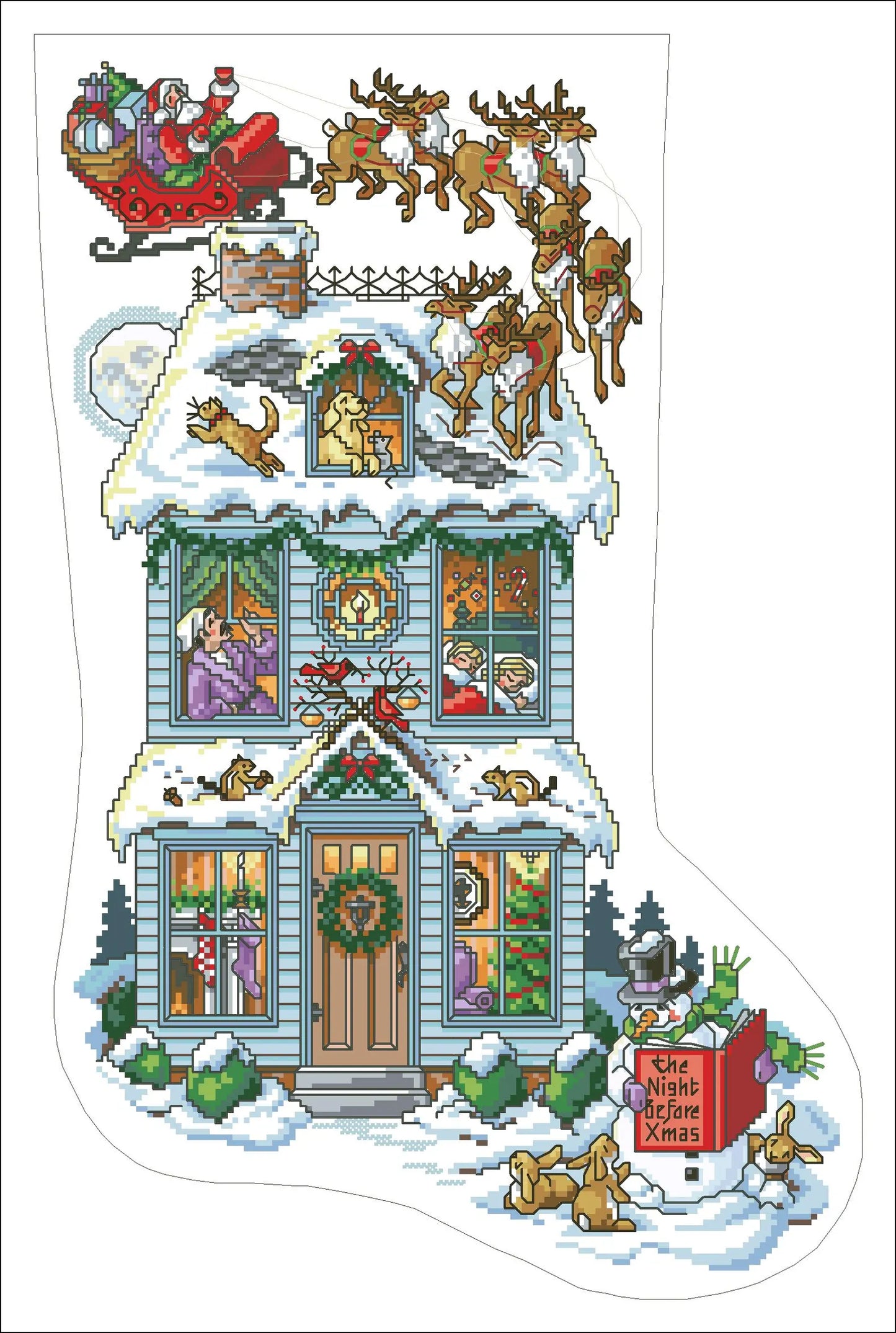 Cross stitch pattern Christmas Stocking #22, Christmas cross stitch, holiday embroidery, Santa Claus, digital PDF file, Christmas decor