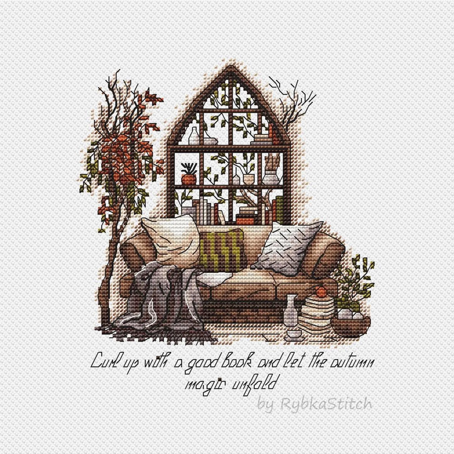 Fall Cross Stitch Pattern PDF, Autumn Embroidery, Autumn Leaves Cross Stitch, Vintage Embroidery, Autumn embroidery Counted Cross Stitch