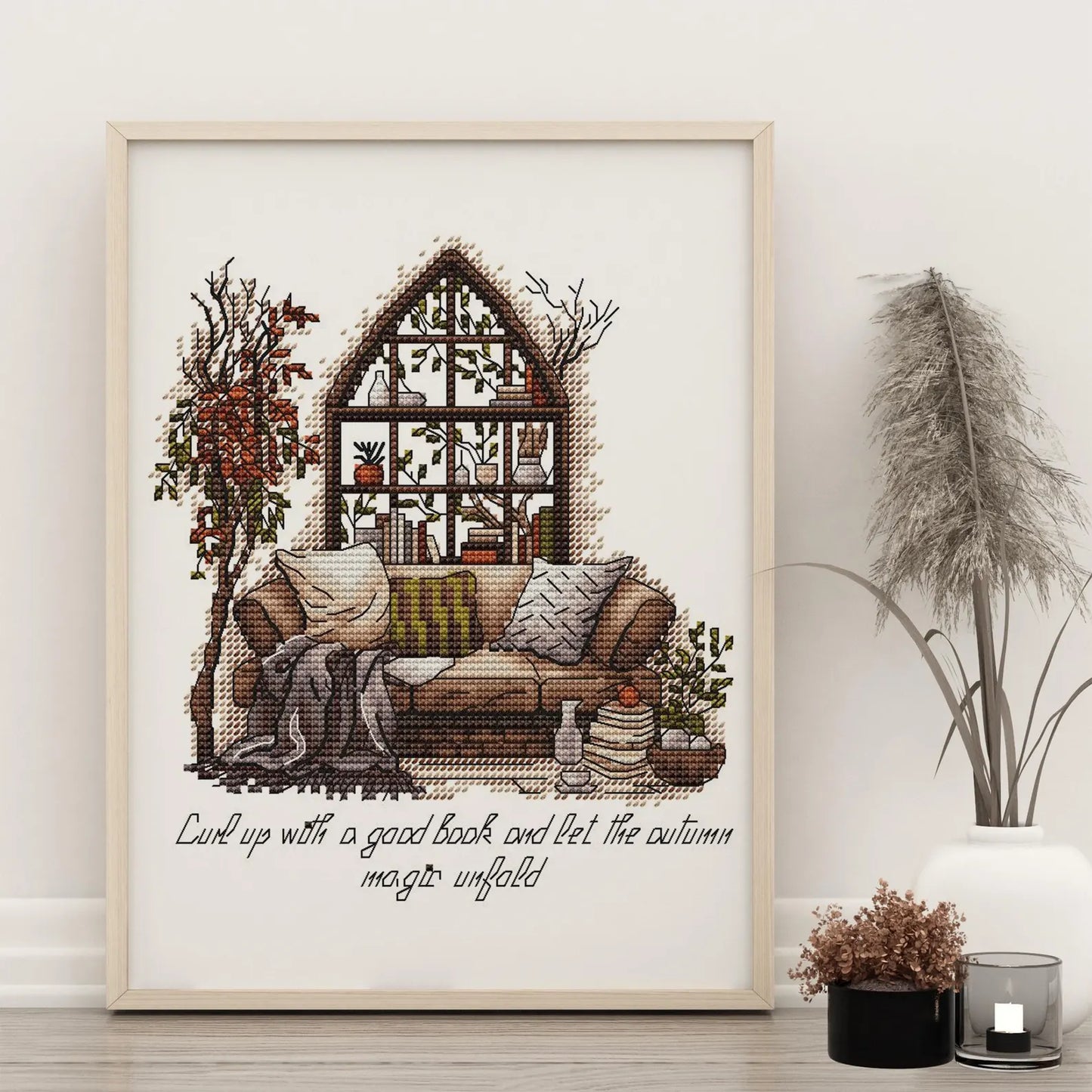 Fall Cross Stitch Pattern PDF, Autumn Embroidery, Autumn Leaves Cross Stitch, Vintage Embroidery, Autumn embroidery Counted Cross Stitch