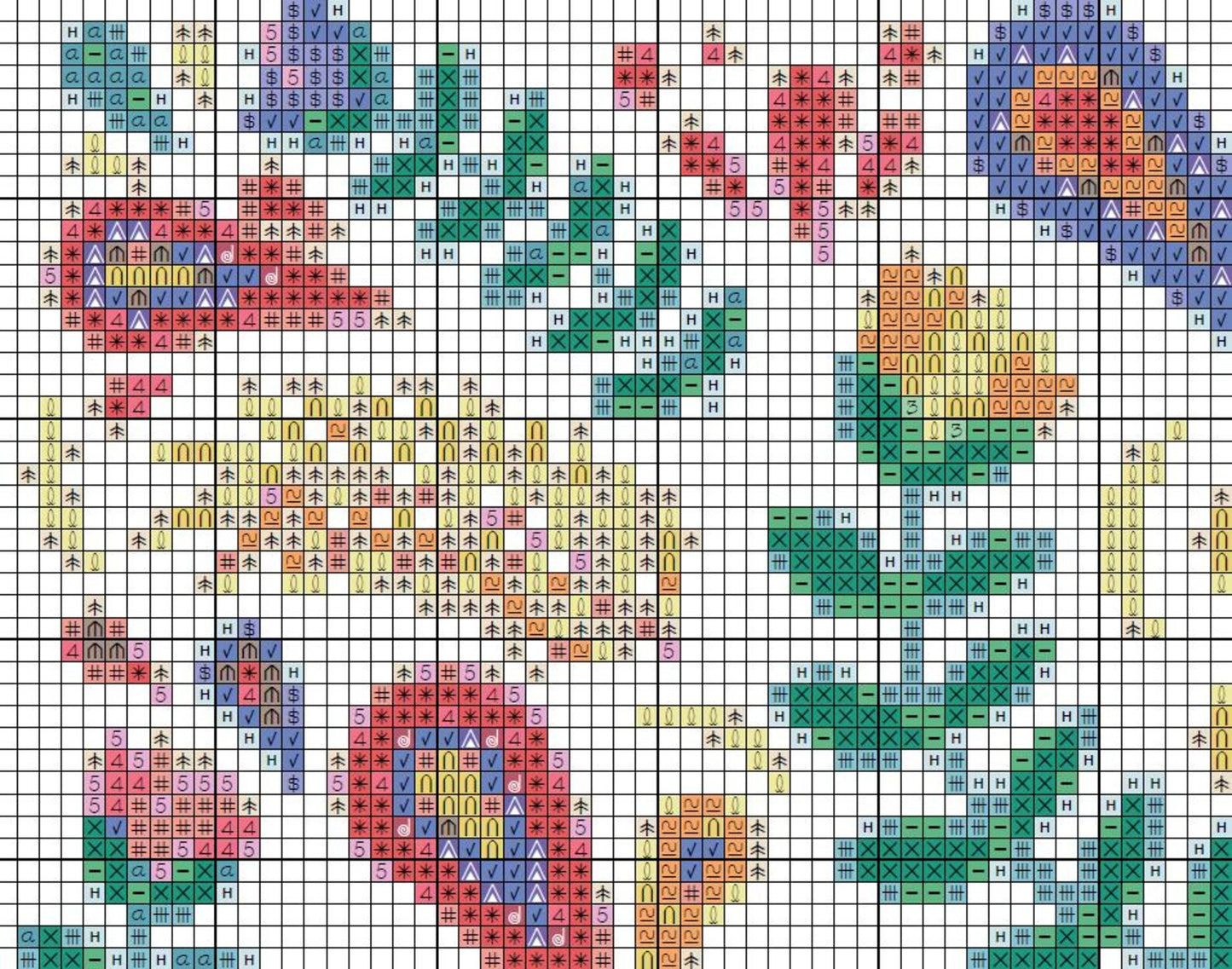 Mexican Skull Pattern Cross Stitch Pattern , Watercolor X Stitch Chart , Instant Download , Pdf, Folk Art, Day of the Dead