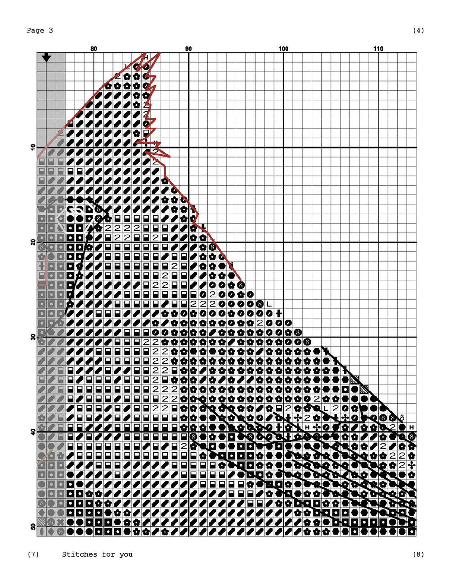 Cardinal on tree branch - Counted Cross Stitch Patterns - Printable Chart PDF Format Needlework Embroidery Crafts DIY DMC color
