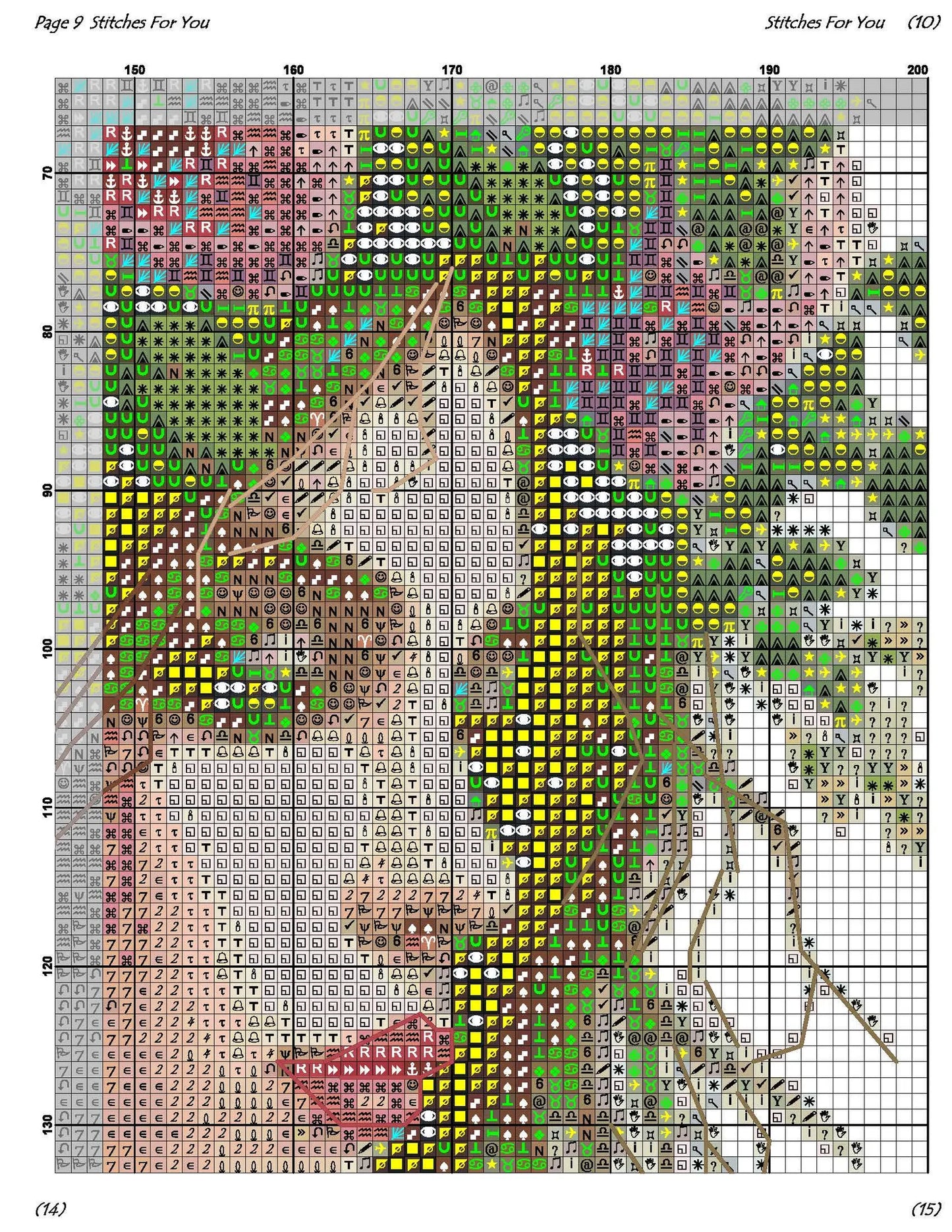 Lady with flowers - Counted Cross Stitch Patterns - Printable Chart PDF Format Needlework Embroidery Crafts DIY DMC color