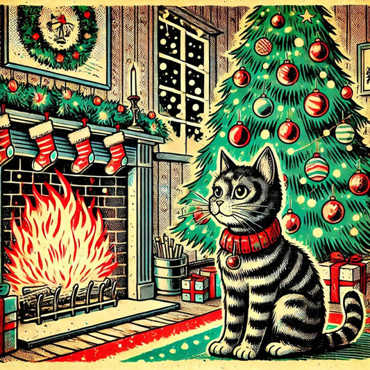 Cross Stitch Pattern Christmas Cat Full Coverage