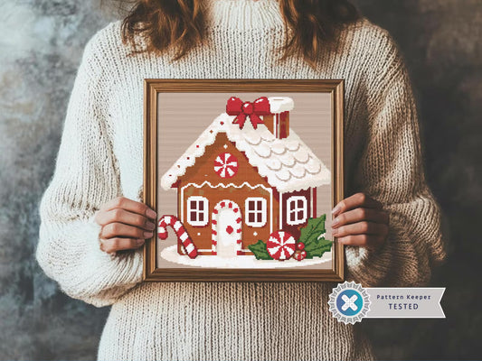 Christmas Gingerbread House Cross Stitch Pattern | Winter Holiday Cross Stitch | Winter xstitch countech chart | Gingerbread Christmas