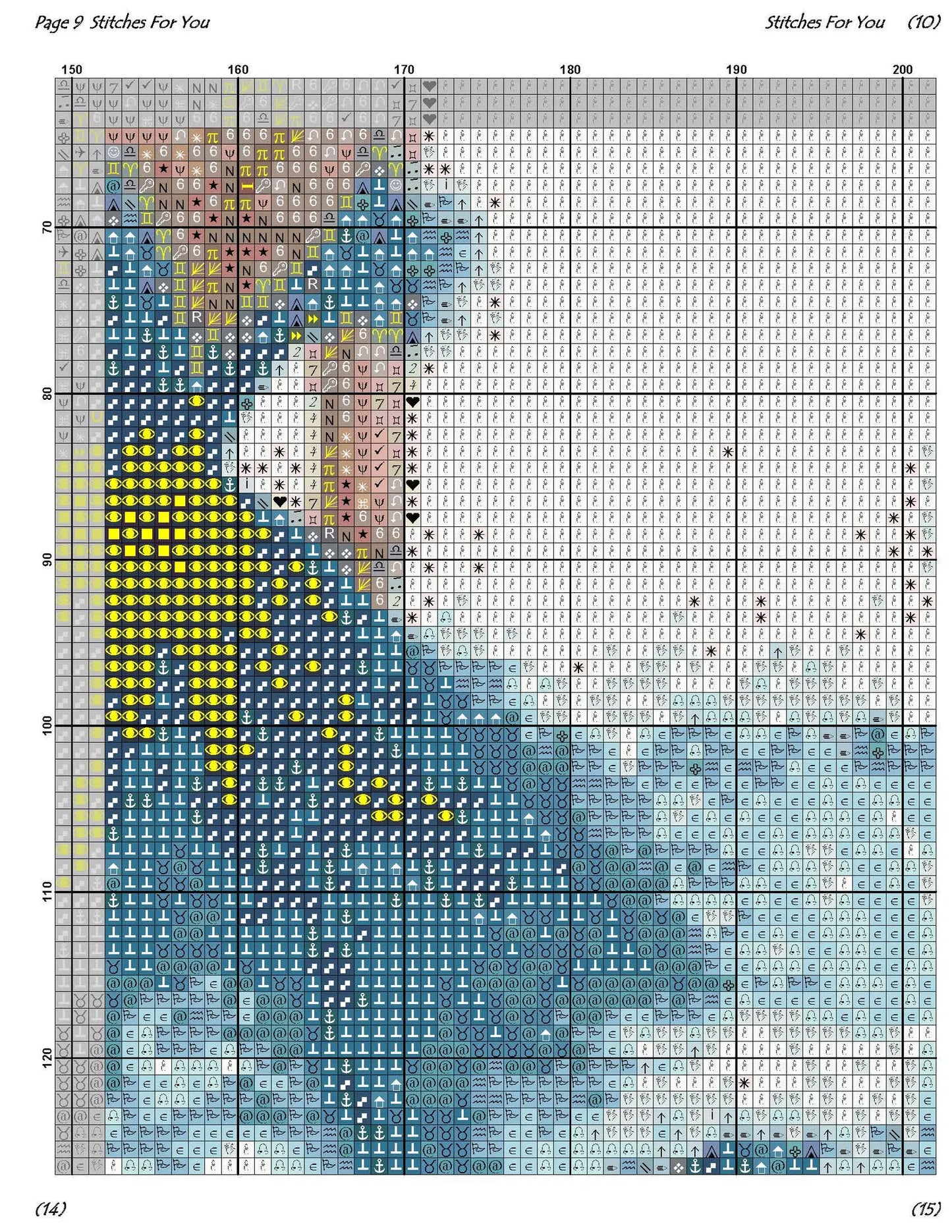 Ocean girl 3- Counted Cross Stitch Patterns - Printable Chart PDF Format Needlework Embroidery Crafts DIY DMC color