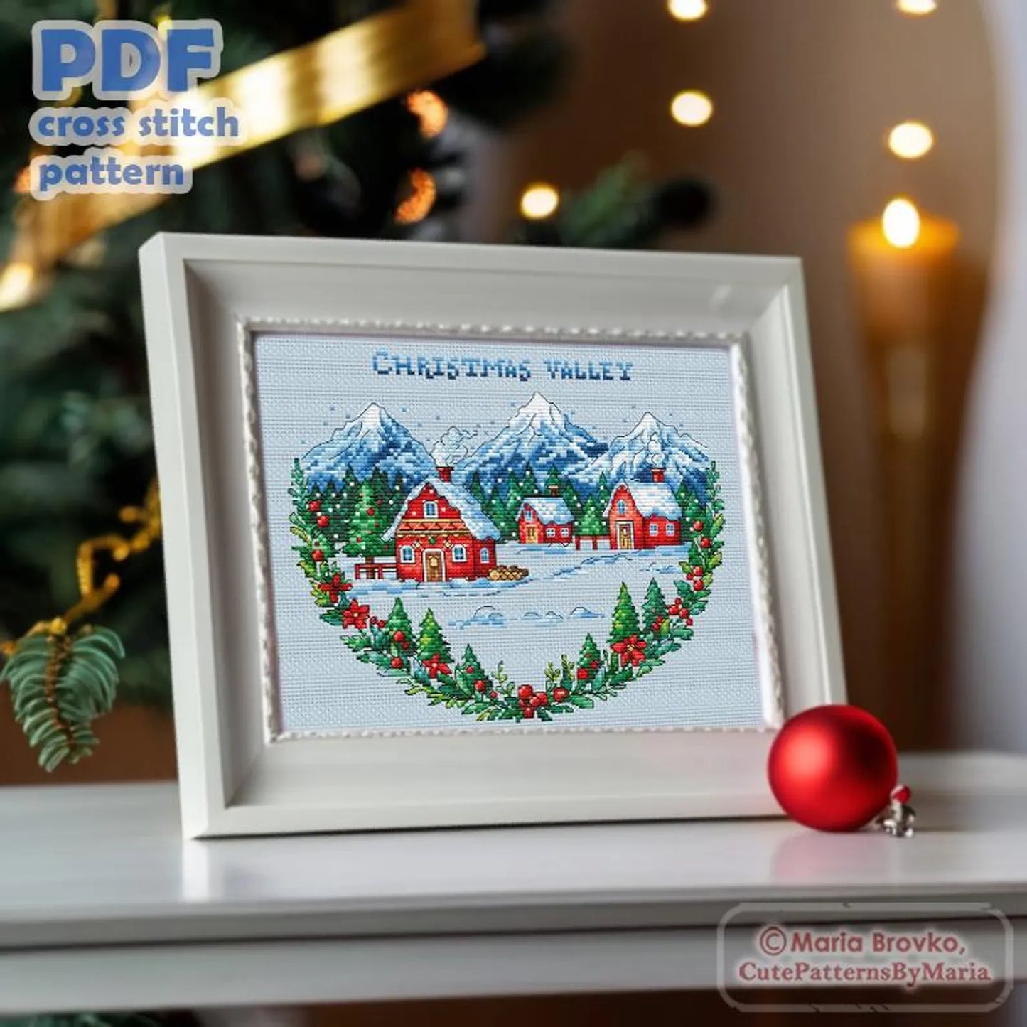 Cross Stitch Pattern Christmas valley DMC Chart Printable PDF Instant Download