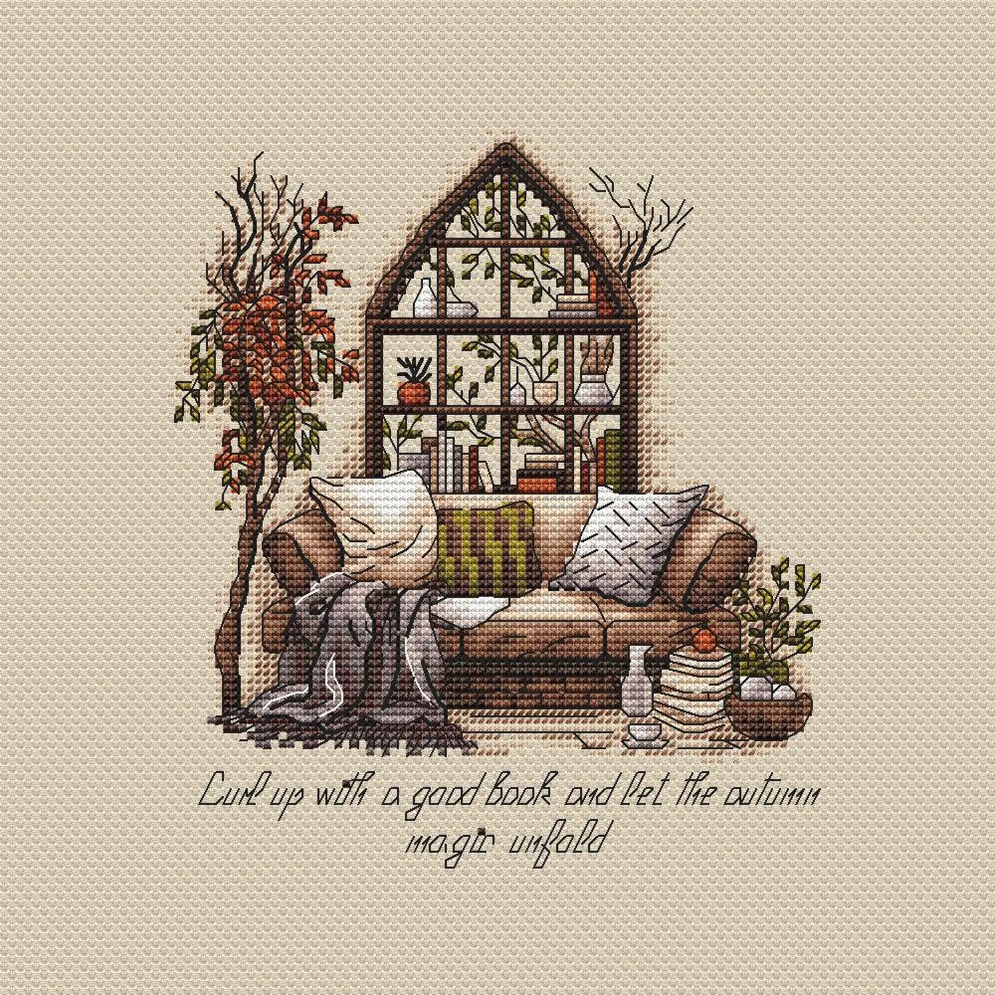 Fall Cross Stitch Pattern PDF, Autumn Embroidery, Autumn Leaves Cross Stitch, Vintage Embroidery, Autumn embroidery Counted Cross Stitch