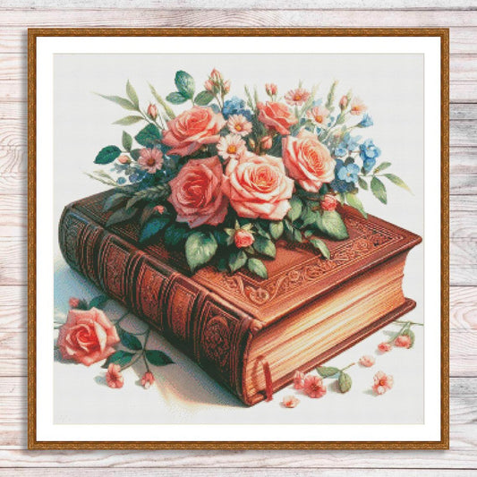 Flower Book Counted Cross Stitch Pattern Vintage floral chart Bouquet of Roses Digital Pattern PDF Red roses Embroidery Needlepoint Chart