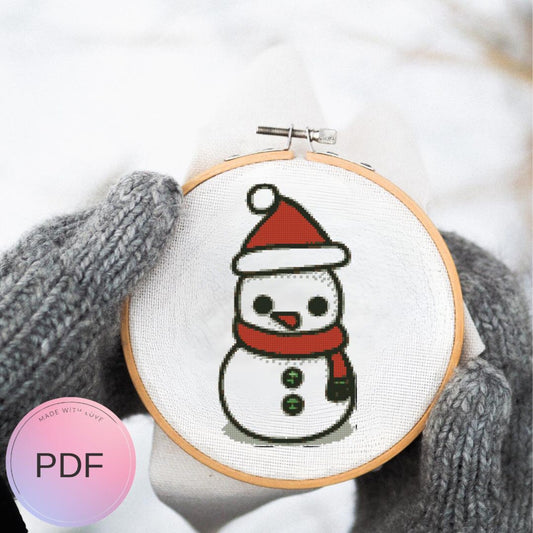 Tiny Snowman Cross Stitch Pattern , Deer X Stitch Chart ,Instant Download, Pdf , Santa, Christmas Ornament