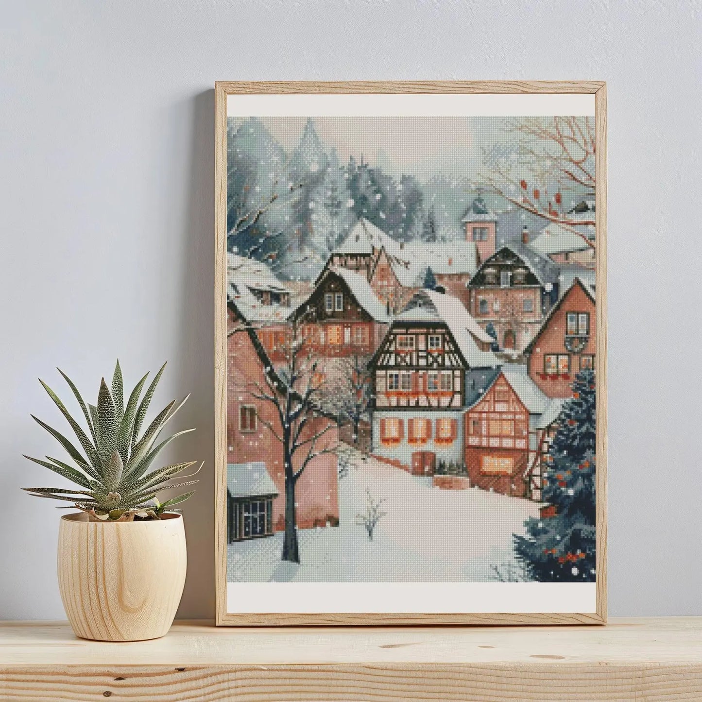 Cross Stitch Pattern,Bavaria In Winter,Old Town,X Stitch Chart,Snowy Landscape,Bavarian Village,German Village,Full Coverage,Old Town Houses