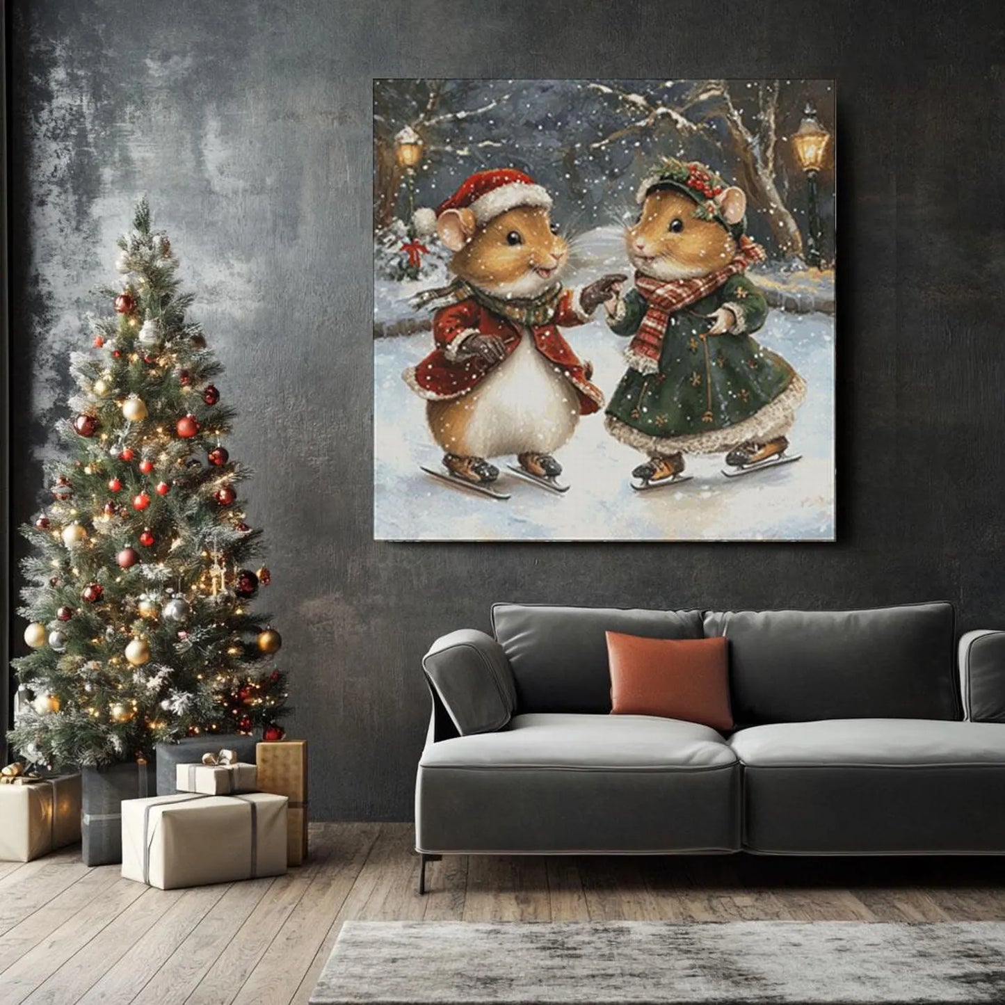 Cross Stitch Pattern PDF Christmas Hamsters in love, digital desing, dms, christmas tree, christmas cross stitch pattern, embroidery pattern